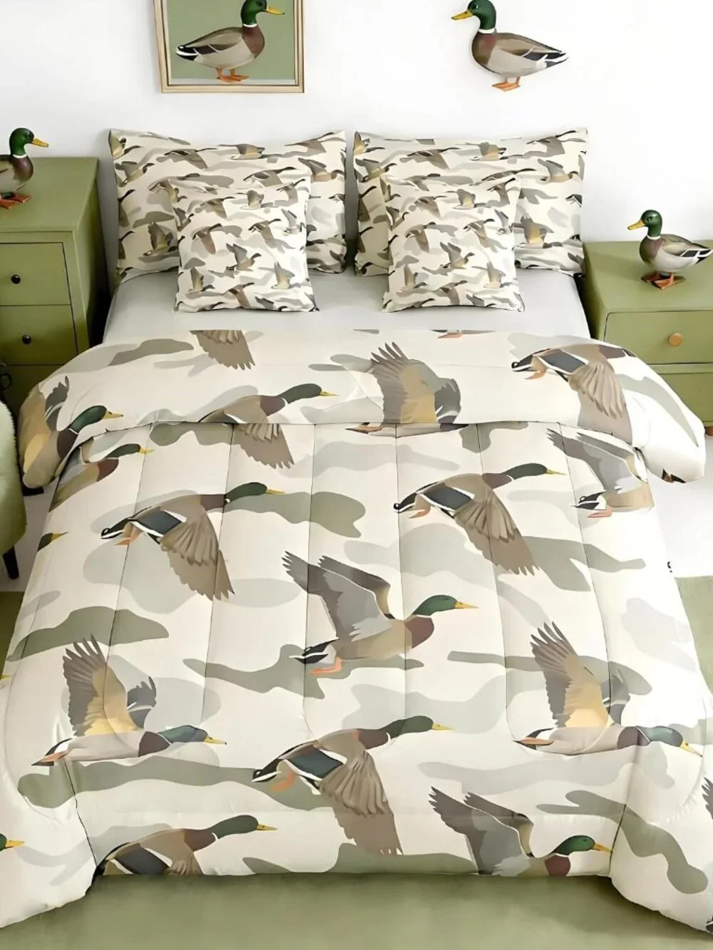 Wild Duck Camouflage Comforter Set Twin Size Kids Girls